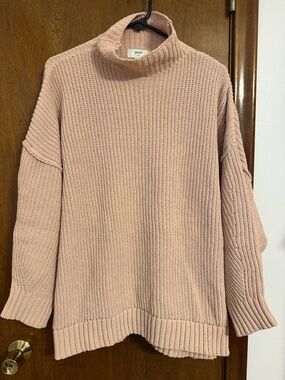 Cozy aerie Mock Neck Ribbed Sweater - Blush Pink